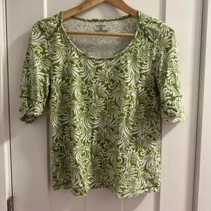 Jones New York Green Fitted Short Sleeve Blouse